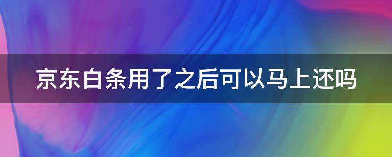 京东白条用了之后可以马上还吗 京东白条用了之后可以马上还吗安全吗