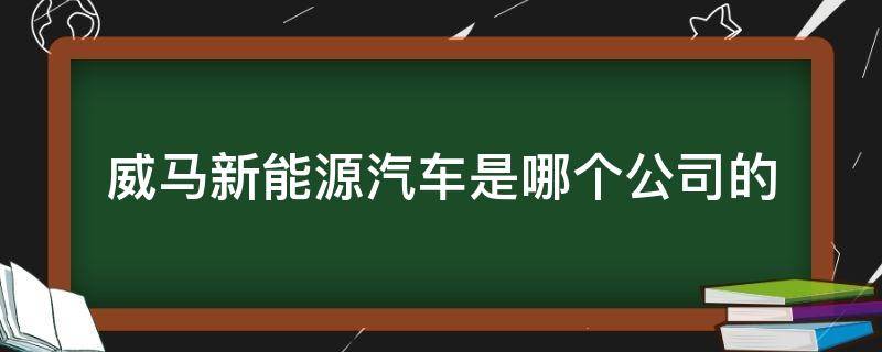 威马新能源是哪家汽车公司的 威马新能源汽车是哪个公司的