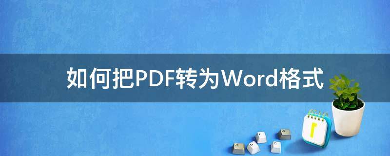 如何把PDF转为Word格式 如何把pdf格式转换为word