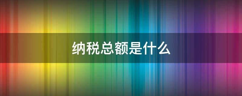 纳税总额是什么意思 纳税总额是什么