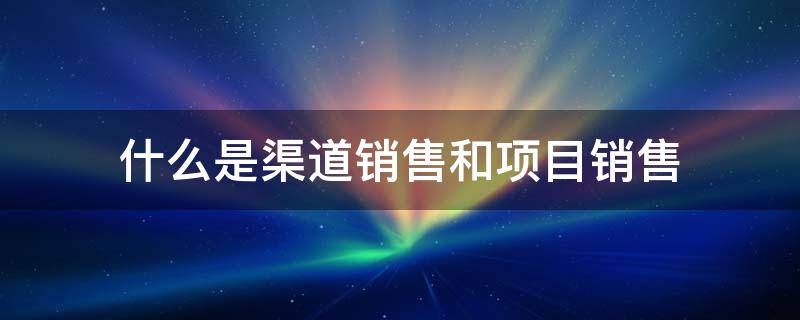 渠道销售是啥 什么是渠道销售和项目销售