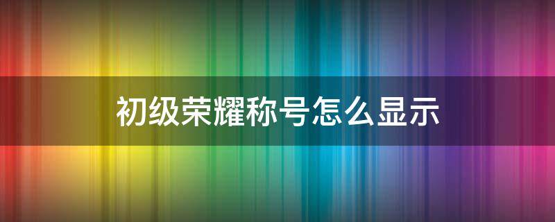 初级荣耀称号怎么显示 怎样显示初级荣耀称号