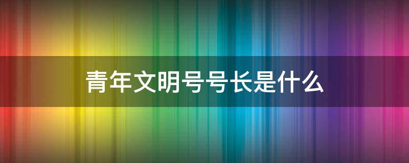 青年文明号号长是什么 青年文明号号长个人简介