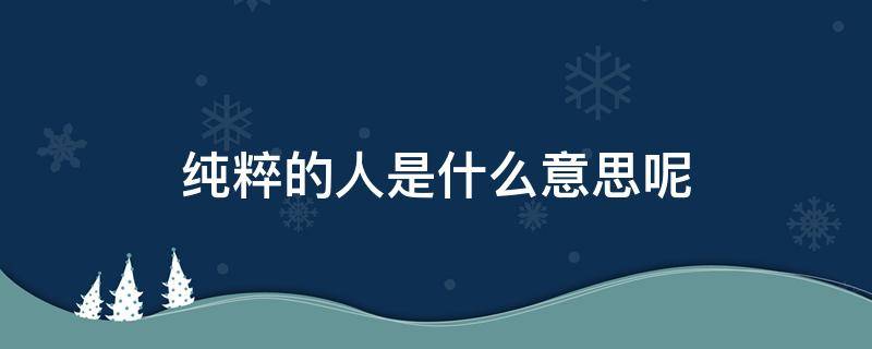 纯粹的人是什么意思呢 纯粹的人的意思