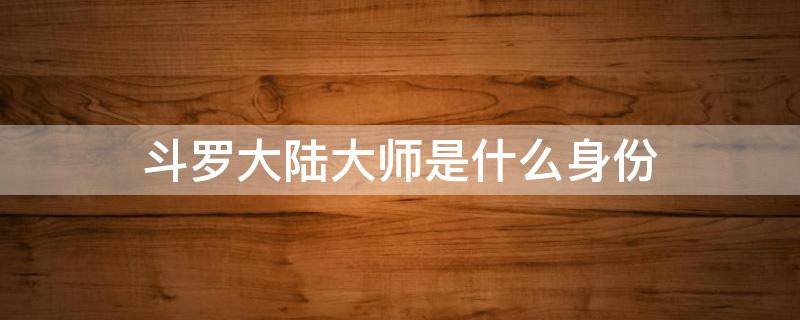 斗罗大陆大师是什么身份 斗罗大陆大师到底是什么人