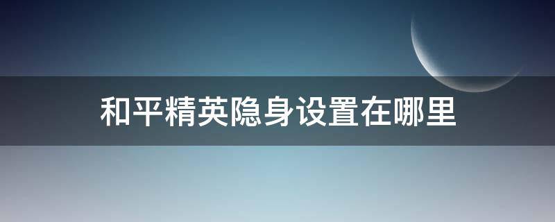 和平精英的隐身在哪里设置 和平精英隐身设置在哪里