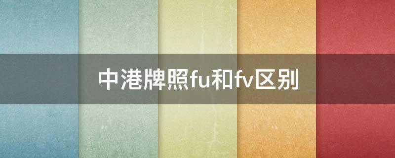 中港牌照fu和fv区别（车牌fv是什么意思）