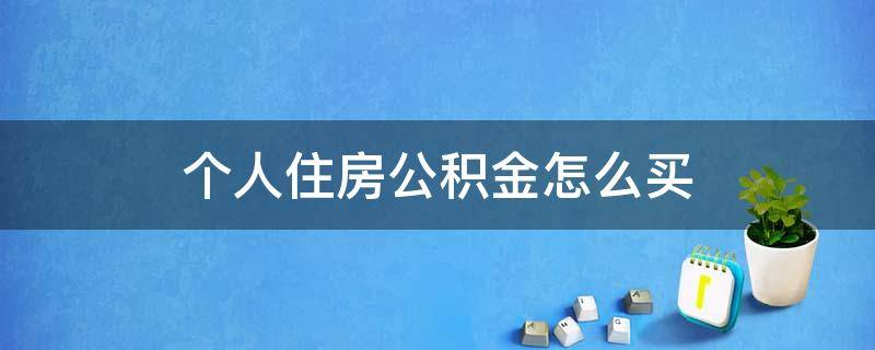 个人购买公积金怎么买 个人住房公积金怎么买