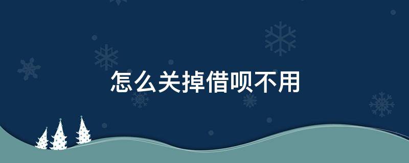 怎么关掉借呗不用 怎样关闭借呗不再使用