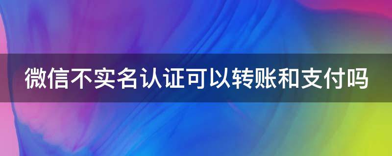 微信不实名认证可以转账和支付吗 微信不实名认证可以转账和支付吗安全吗