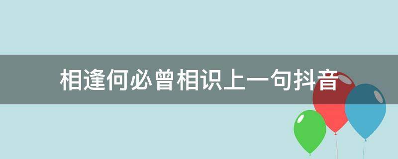 相逢何必曾相识上一句抖音（抖音有缘相识不负遇见下一句）