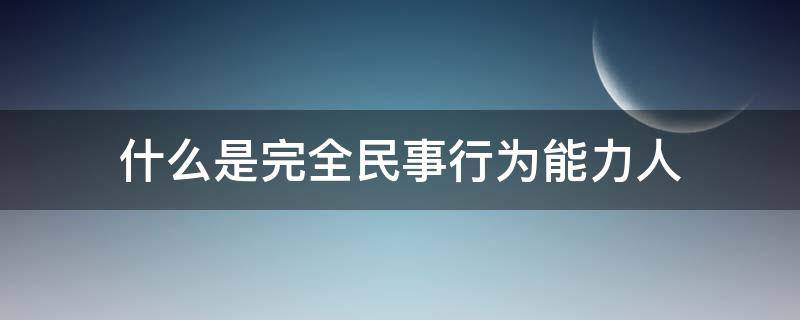 完全民事行为能力人是指什么样的人 什么是完全民事行为能力人