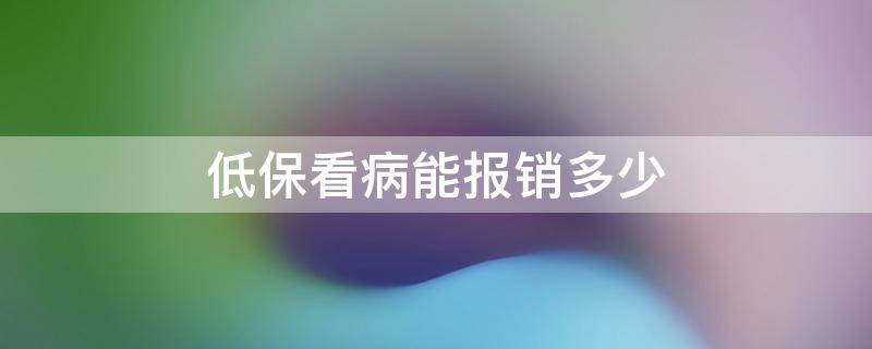 低保看大病能报销多少 低保看病能报销多少