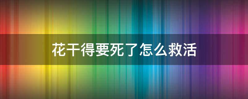 花干了怎么抢救 花干得要死了怎么救活