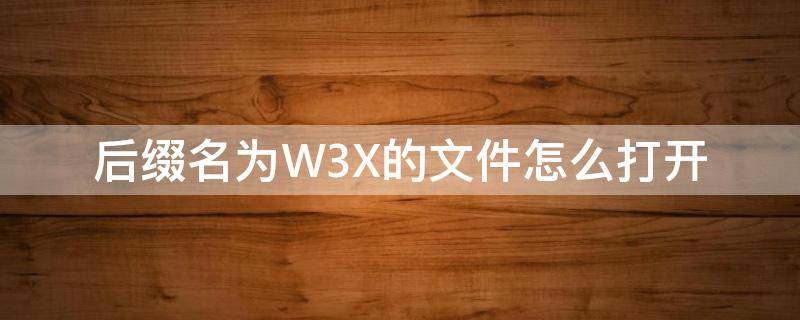 后缀名为W3X的文件怎么打开