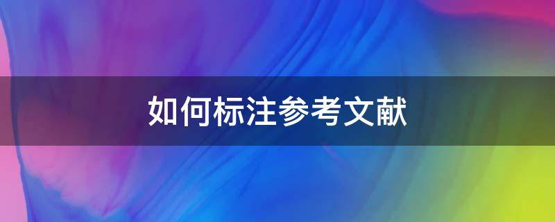 毕业论文如何标注参考文献 如何标注参考文献