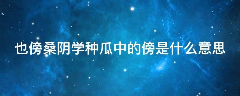 也傍桑阴学种瓜的傍是什么意思解释 也傍桑阴学种瓜中的傍是什么意思