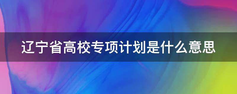 辽宁省高校专项计划是什么意思 高校专项计划的好处和坏处