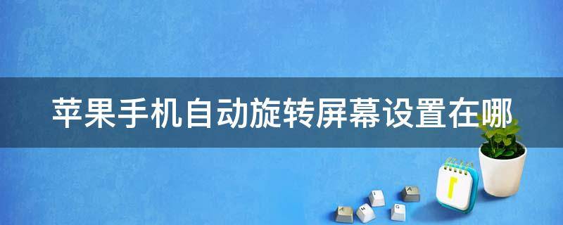 苹果手机自动旋转屏幕设置在哪里设置8plus 苹果手机自动旋转屏幕设置在哪