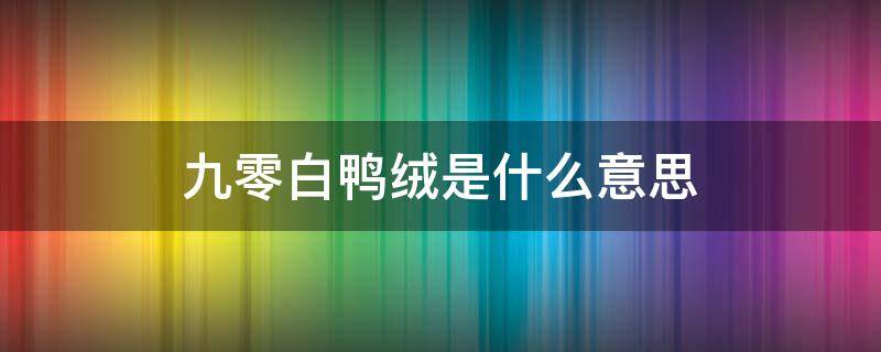 九零白鸭绒是什么意思 什么叫九零白鸭绒