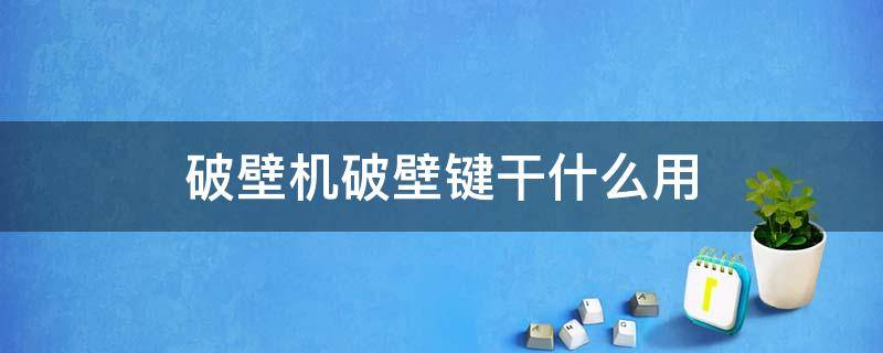 破壁机破壁键干什么用 破壁机上的破壁键是干什么用的