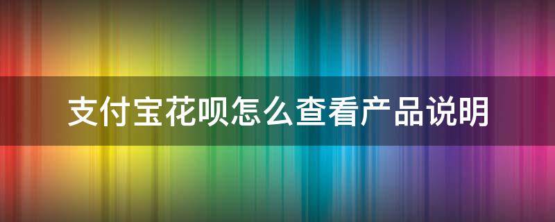 支付宝花呗使用明细怎么查看 支付宝花呗怎么查看产品说明