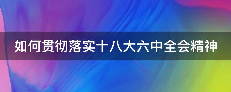 如何贯彻落实十八大六中全会精神（怎样贯彻落实全会精神）