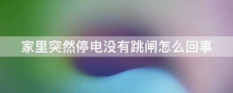 家里突然停电没有跳闸怎么回事 家里突然停电了没跳闸怎么办