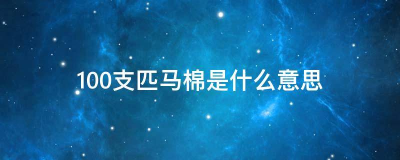 100支匹马棉是什么意思（100支匹马棉好吗）