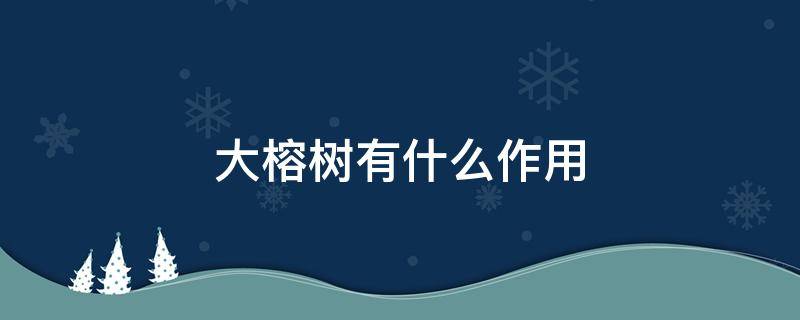 大榕树有什么作用 大榕树叶的功效与作用