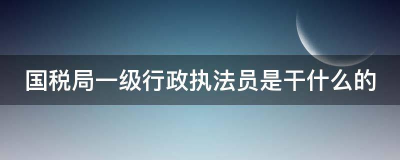 国税局一级行政执法员是干什么的 一级执法员是最低级别吗