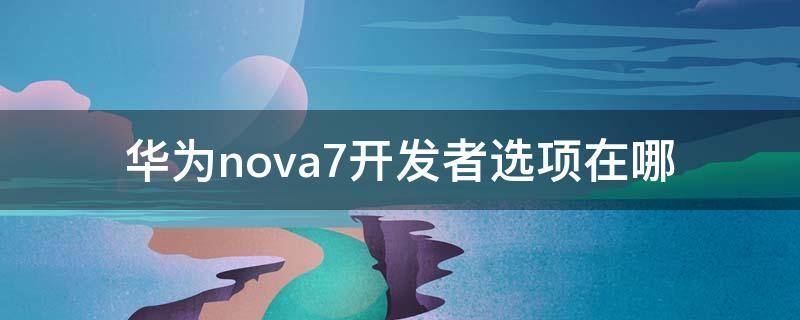 华为nova7开发者选项在哪（华为nova7se开发者选项在哪）
