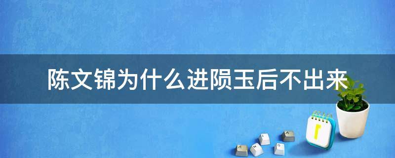 陈文锦为什么进陨玉后不出来 陈文锦在陨玉