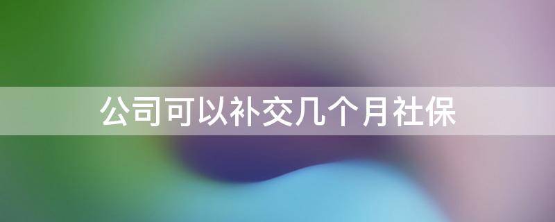 公司可以补交几个月社保 社保公司补交最长可可补交几个月