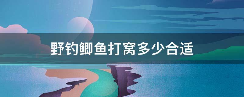 野钓鲫鱼打窝多少合适（钓野生鲫鱼用啥打窝好）