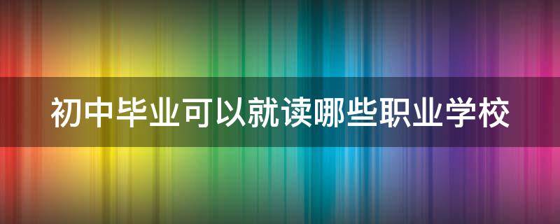 初中毕业可以就读哪些职业学校（初中毕业可以就读哪些职业学校本科）