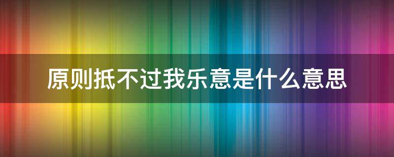 原则抵不过我乐意是什么意思 原则抵不过我愿意什么意思