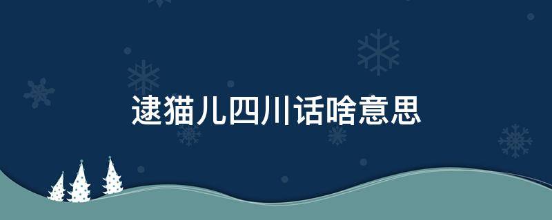 逮猫儿四川话啥意思 四川人说的逮猫儿什么意思