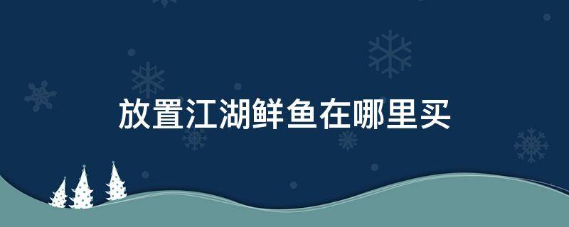 放置江湖鲜鱼在哪里买 放置江湖哪里有鲜鱼