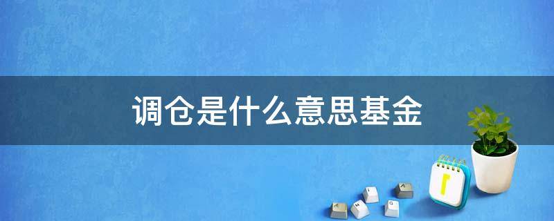 调仓是什么意思基金 基金经理调仓是什么意思