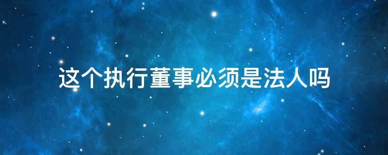 这个执行董事必须是法人吗 公司法人一定是执行董事吗