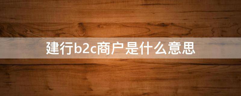 建行b2c商户是什么意思 建设银行b2c商户什么意思