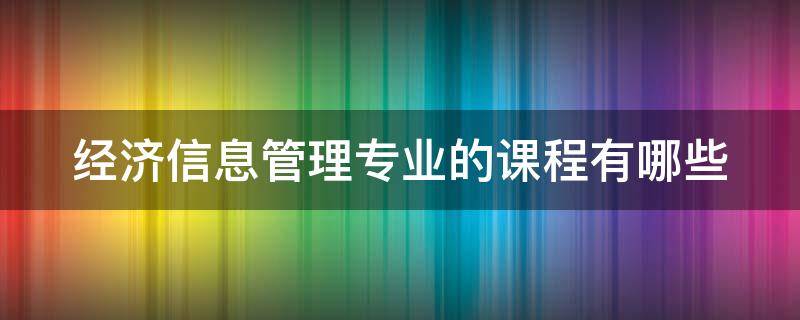 经济信息管理专业的课程有哪些 经济信息管理专业的课程有哪些