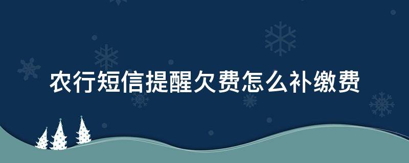 农行短信提醒欠费怎么补缴费（农商银行短信欠费补缴）