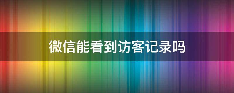 微信能看到访客记录吗（苹果微信能看到访客记录吗）