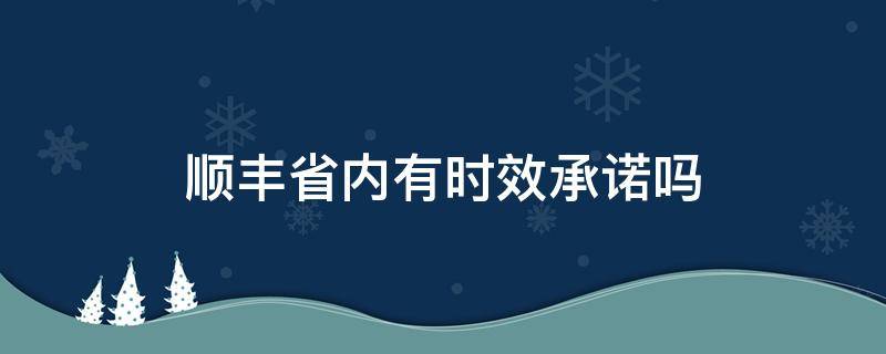 顺丰省内有时效承诺吗 顺丰同城时效承诺多久