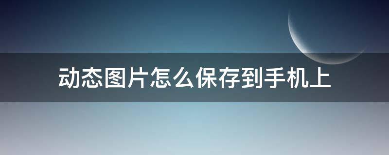 动态图片怎么保存到手机上 手机怎么把网上的动态图保存到手机