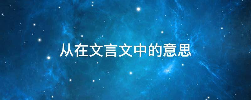 从在文言文中的意思（群从的从在文言文中的意思）