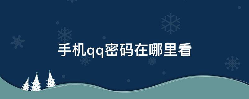 手机qq密码在哪里看 手机qq密码在哪里查看