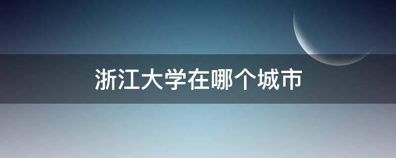 浙江大学在哪个城市（浙江大学在哪个城市哪个区）